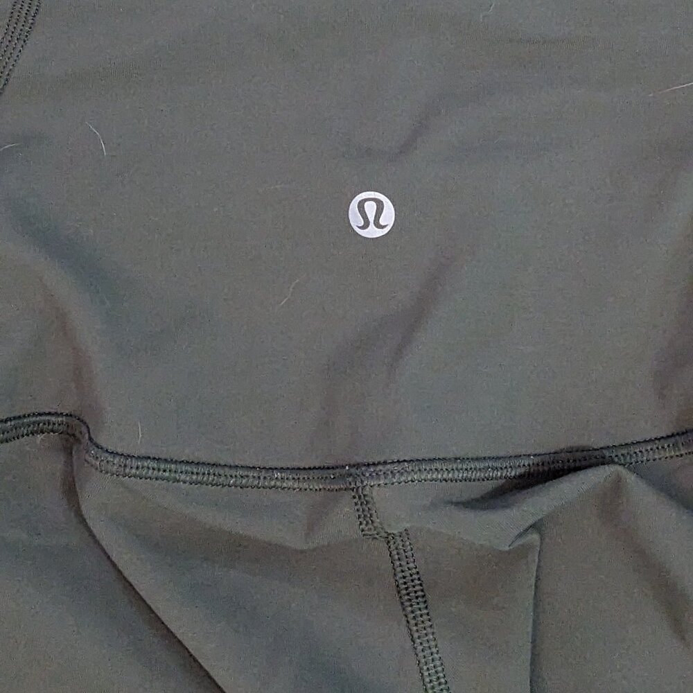 Lululemon Olive Green Leggings Mesh Criss Cross Sides  Preowned - Picture 4 of 4